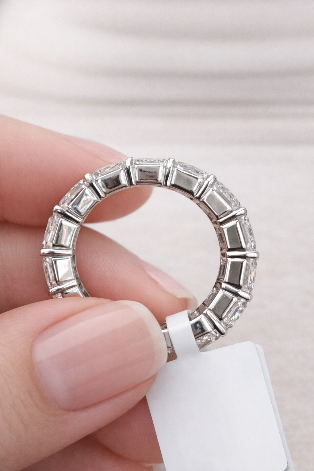 14.41CTTW EMERALD LAB DIAMOND ETERNITY BAND