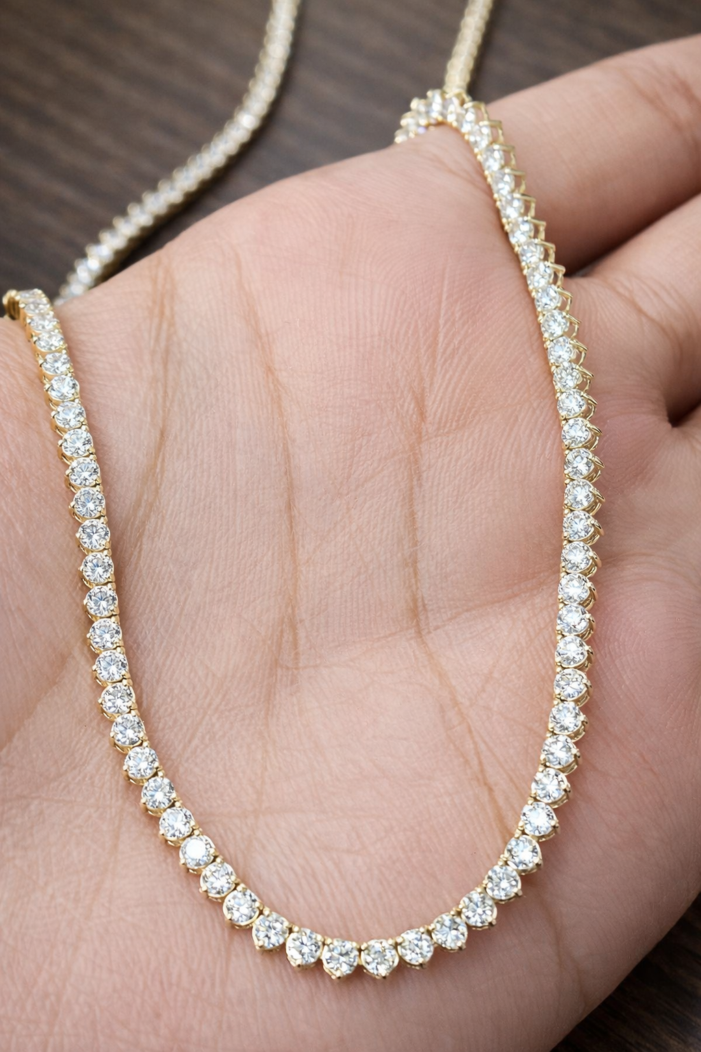 7.620cttw Yellow Gold Lab Diamond 17.15" Tennis Necklace