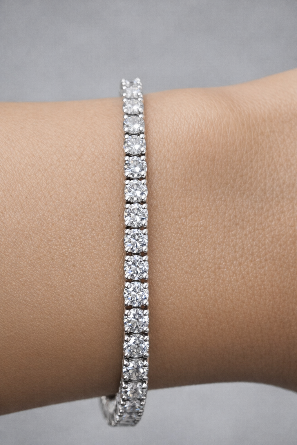 3.78cttw White Gold Lab Diamond 7" Tennis Bracelet