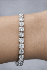 5.470cttw White Gold Bezel Set Lab Diamond 7" Tennis Bracelet