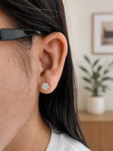 White Gold Flower Lab Diamond Studs