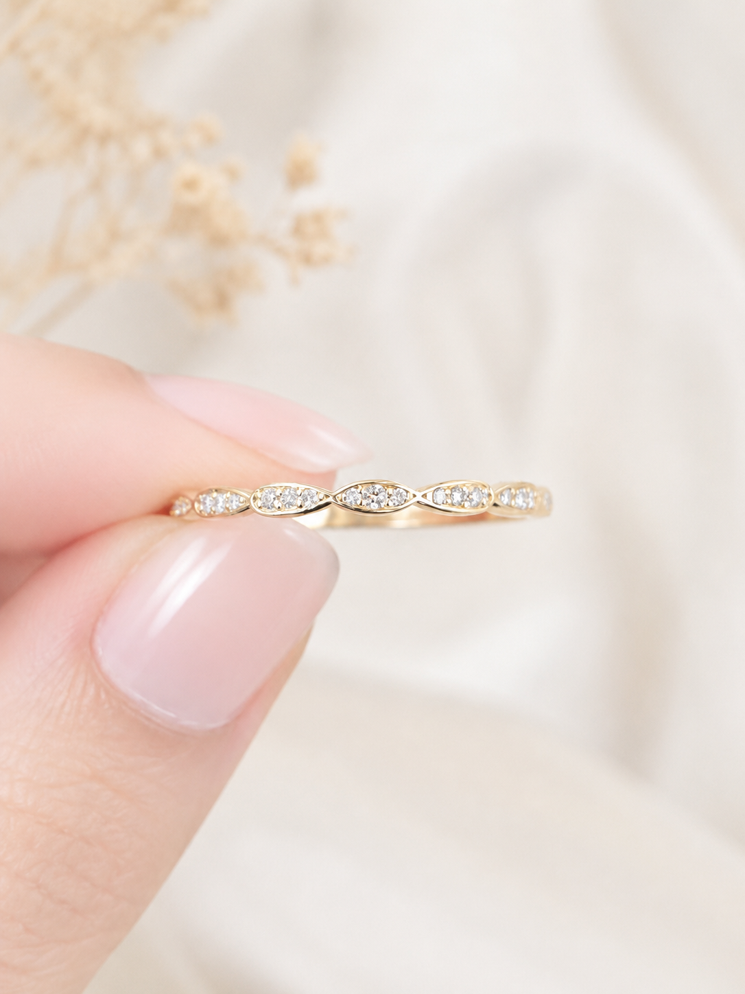 Yellow Gold Round Lab Diamond Eternity Band