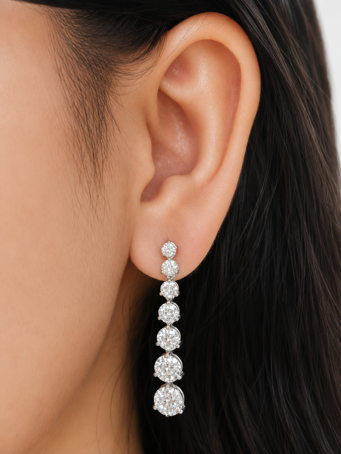 6.12cttw White Gold Round Dangle Lab Diamond Earring