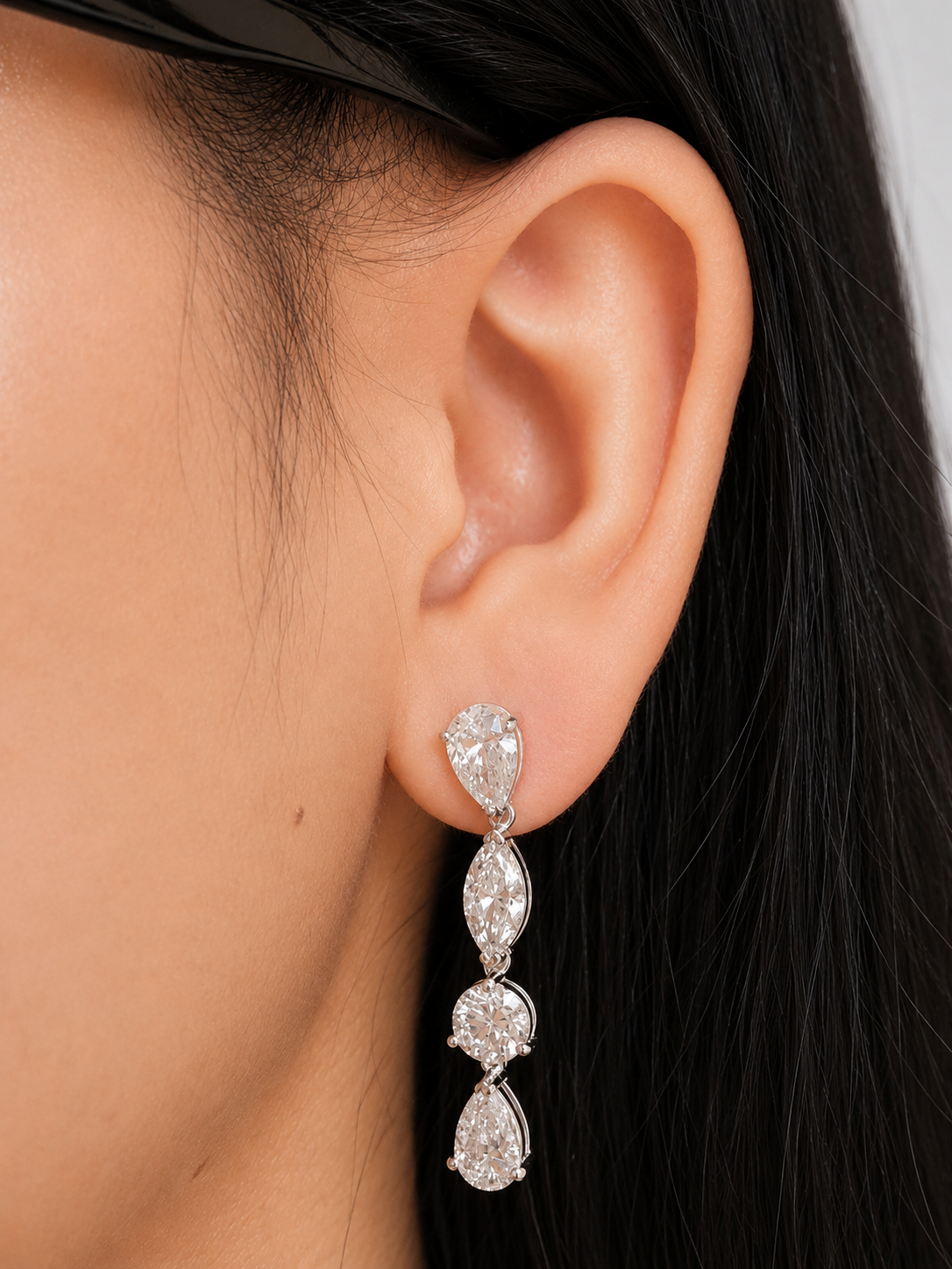 7.14cttw White Gold Mixed Shape Lab Diamond Dangle Earring