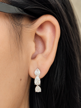 3.93cttw Pear Shape White Gold Lab Diamond Hoops