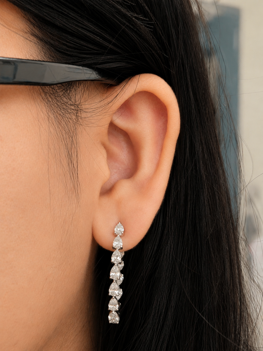4.01ct Pear Shape White Gold Lab Diamond Hoops