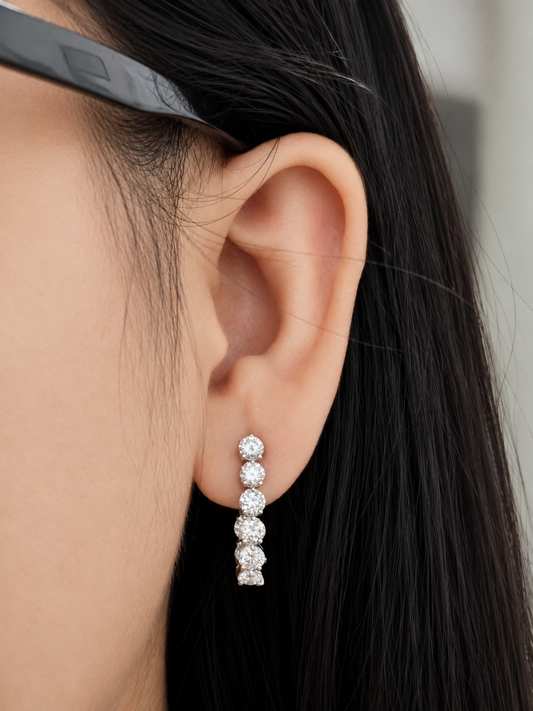 3.54ct White Gold Round Lab Diamond Hoops