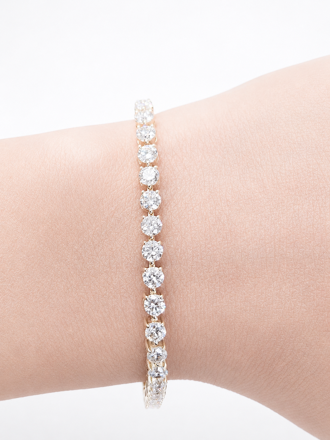 6ct Yellow Gold 3 Prongs Lab Diamond 7" Tennis Bracelet