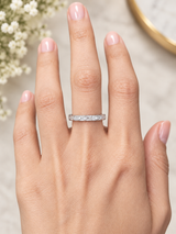 Custom Made 14K White Gold Bezel Set E/W Half way Emerald Lab Diamond Eternity Band