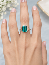 3cttw Lab Emerald N/S Bezel Set Ring