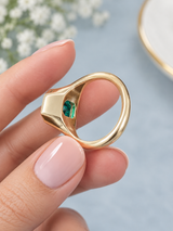 3Cttw Lab Emerald N/S Bezel Set Ring