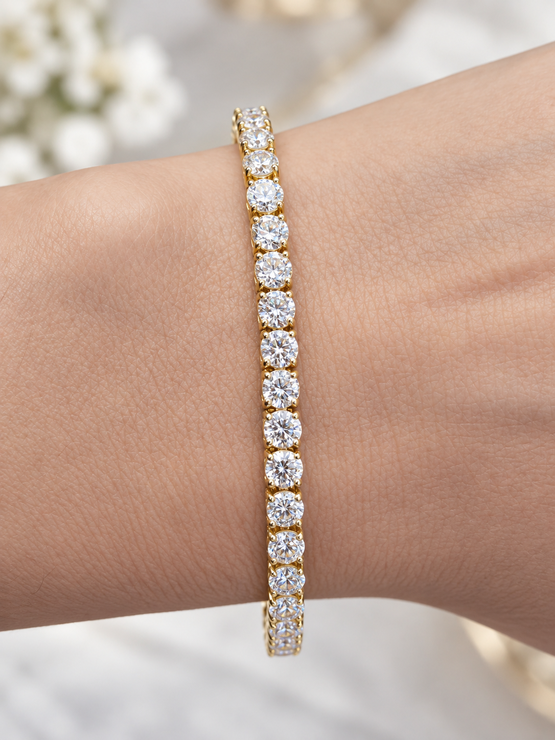 IGI Certified 7.80cttw Yellow Gold Lab Diamond 7" Tennis Bracelet