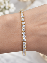 IGI Certified 7.80cttw Yellow Gold Lab Diamond 7" Tennis Bracelet