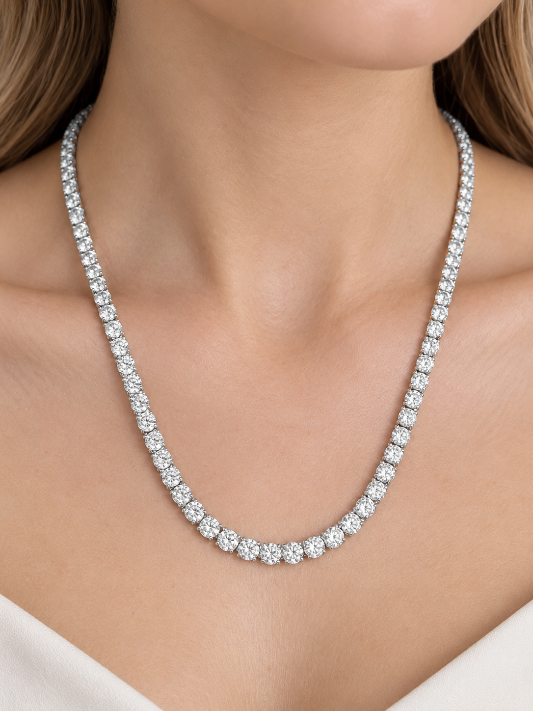 7.48cttw White Gold Lab Diamond 17" Tennis Necklace