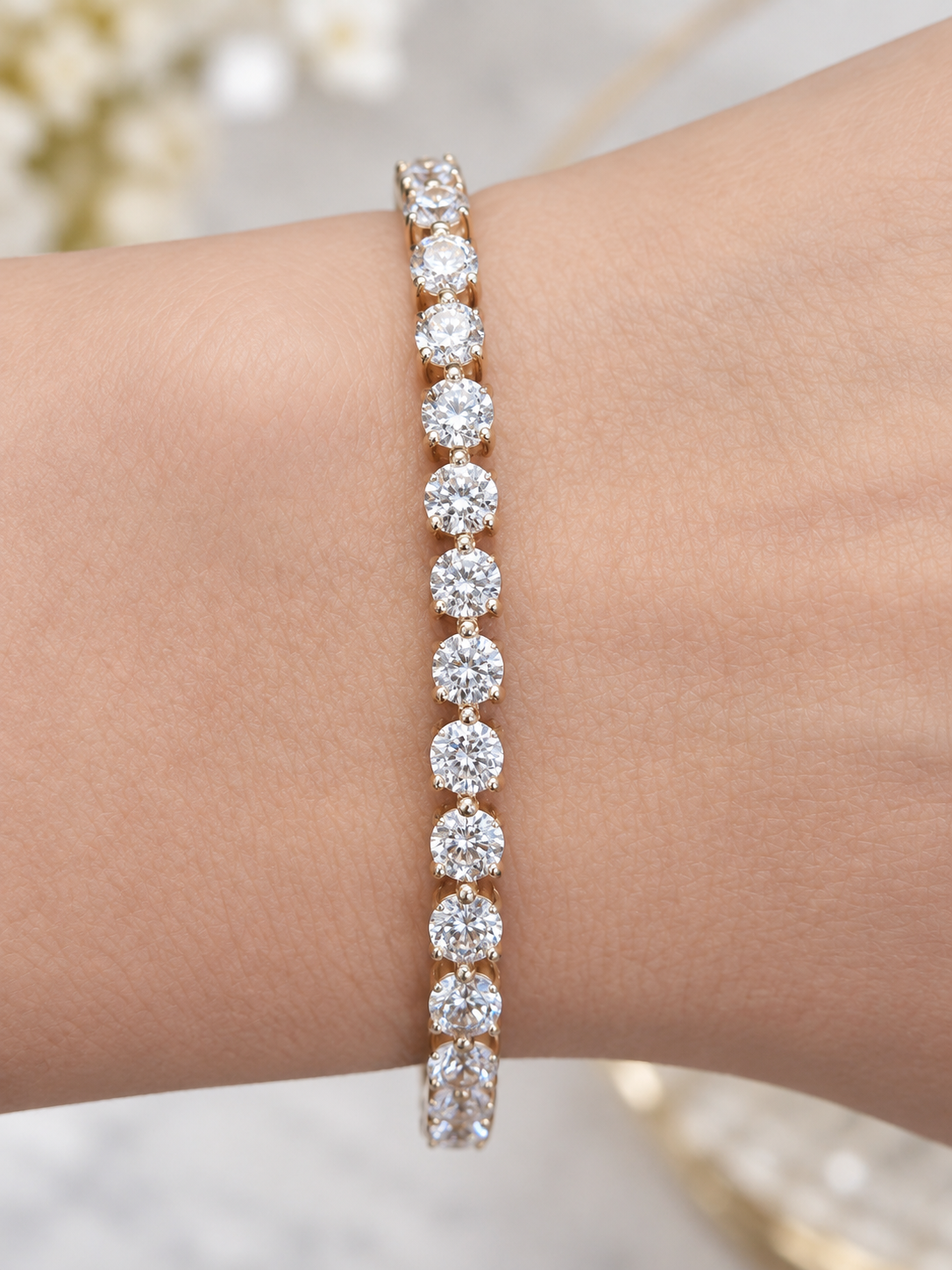 IGI Certified 6.38cttw Yellow Gold 3 Prong Lab Diamond 7" Tennis Bracelet