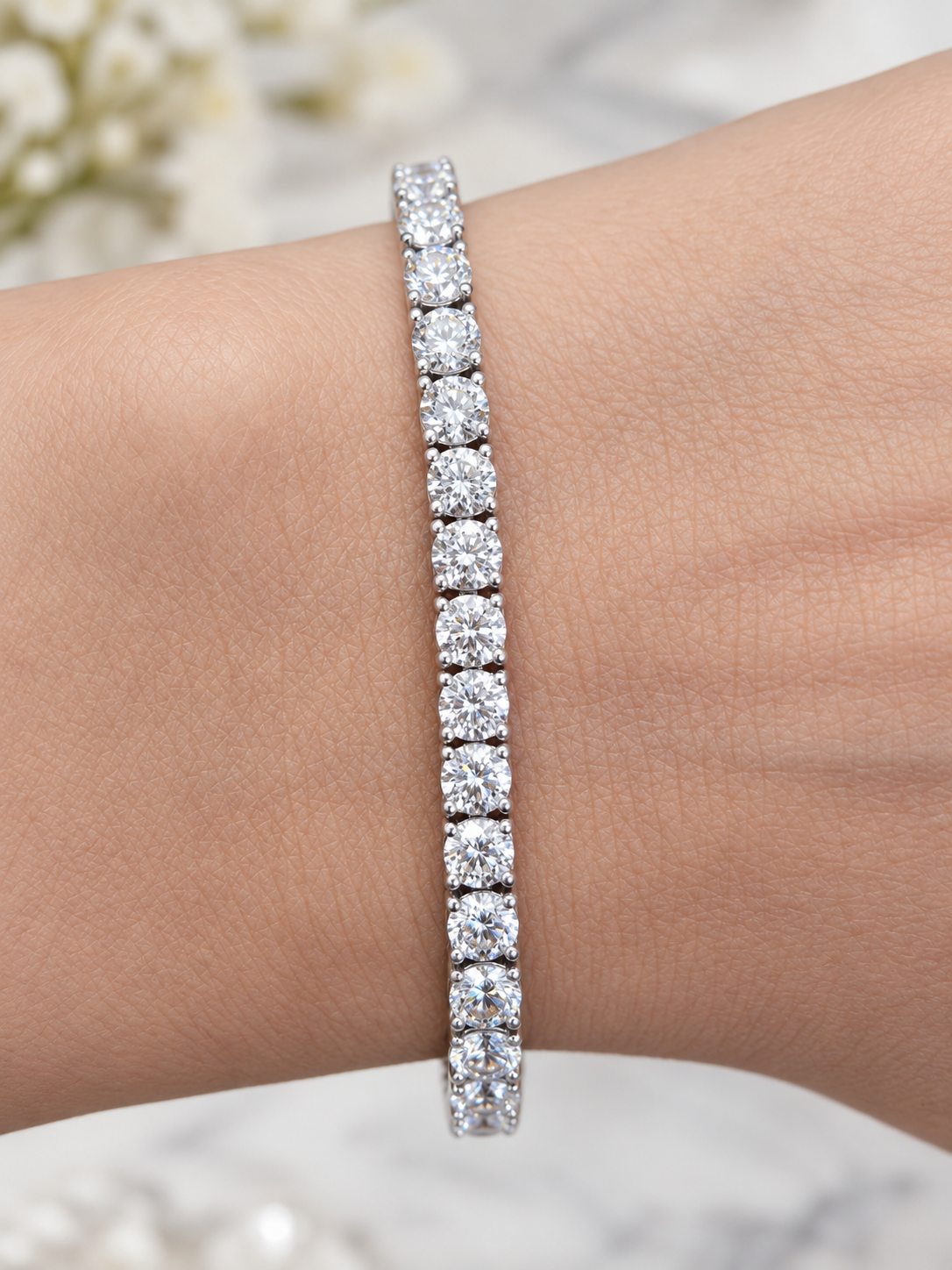 IGI Certified 8.64cttw White Gold Lab Diamond 7" Tennis Bracelet