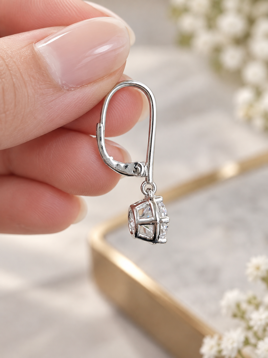 IGI Certified 2.50cttw White Gold Round Lab Diamond Dangle Earring