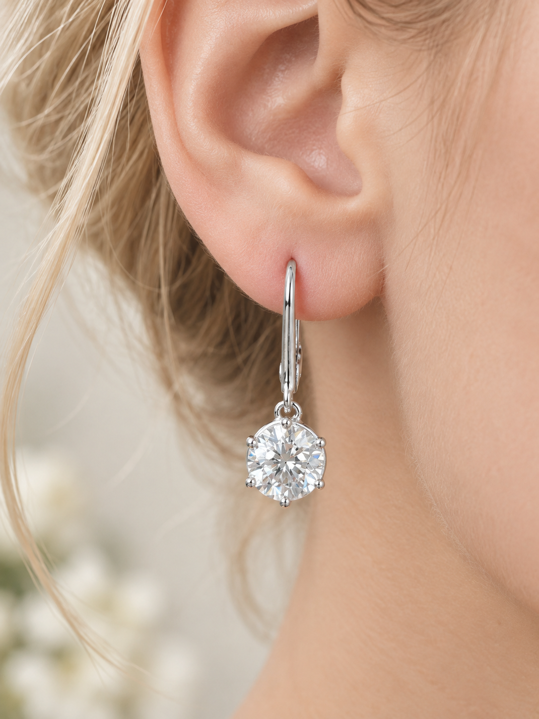 IGI Certified 2.50cttw White Gold Round Lab Diamond Dangle Earring