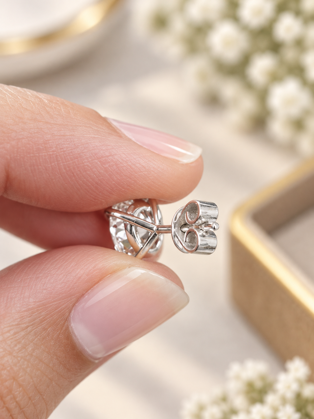IGI Certified 3cttw White Gold Oval Lab Diamond Studs