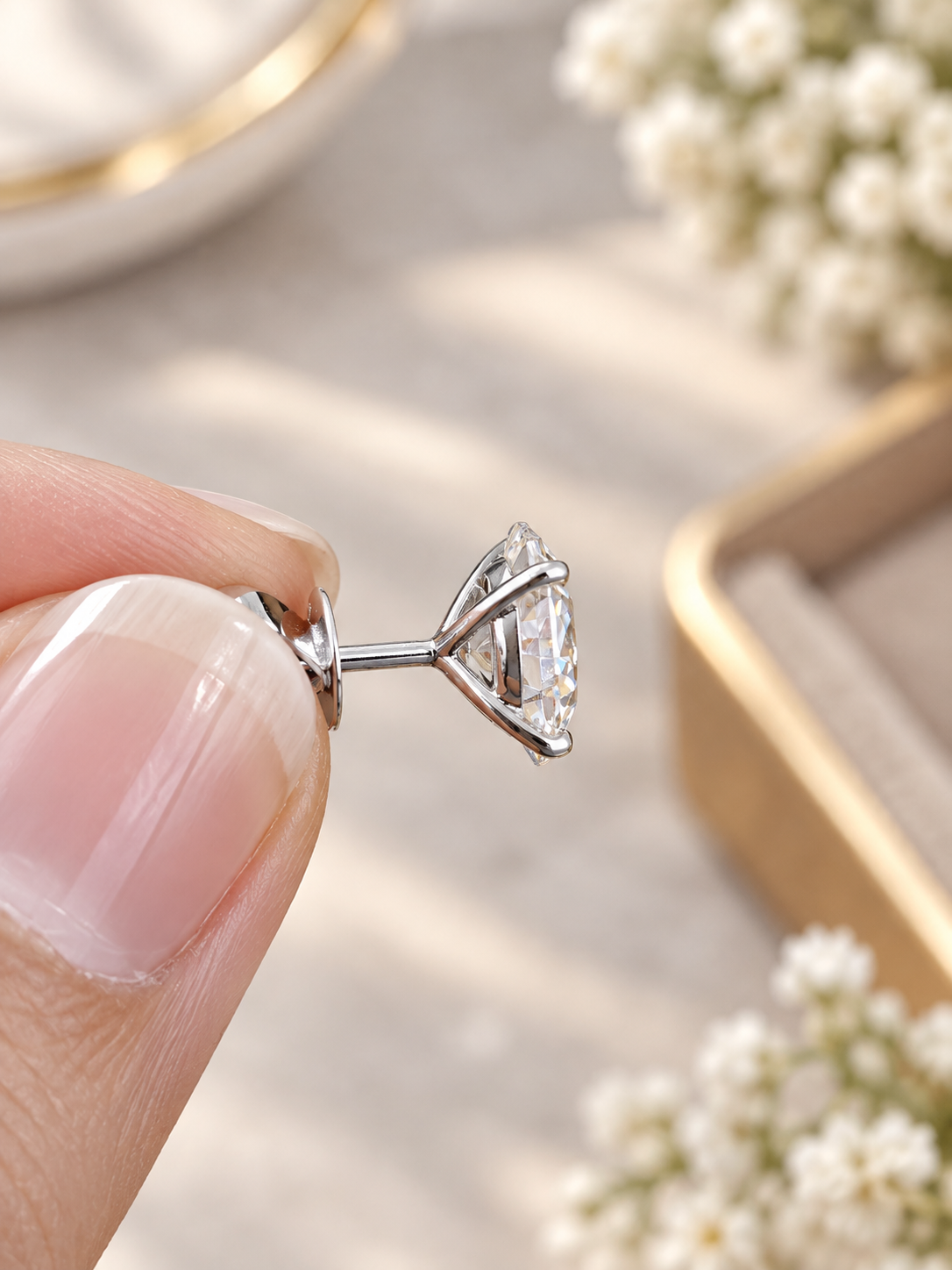 IGI Certified 3cttw White Gold Oval Lab Diamond Studs