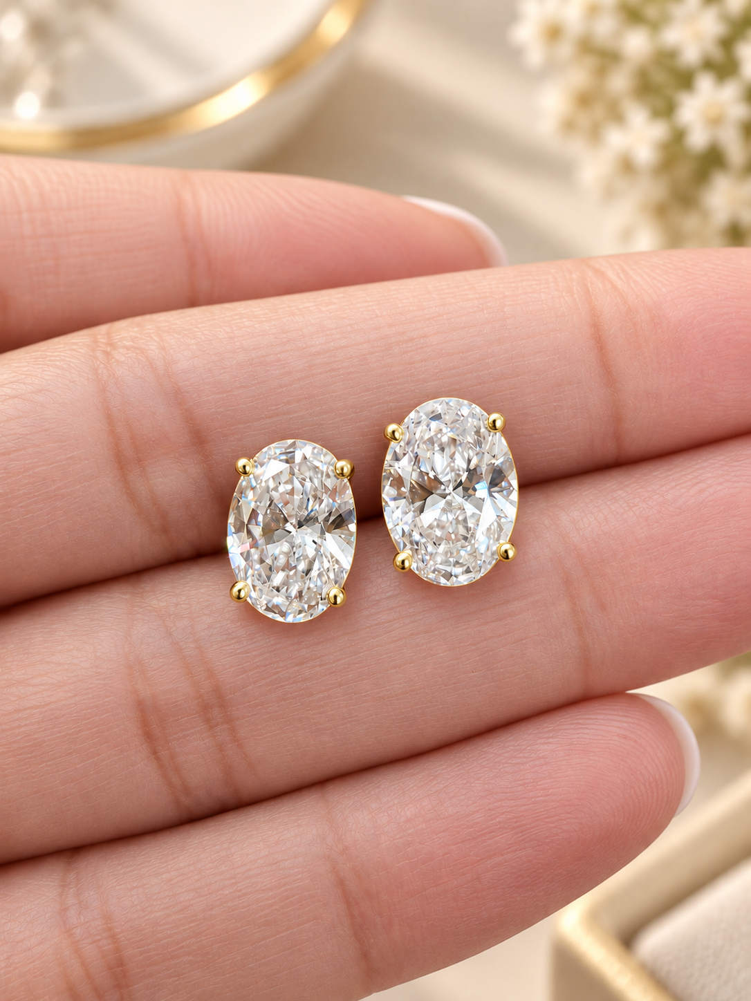IGI Certified 4cttw Oval Lab Diamond Studs
