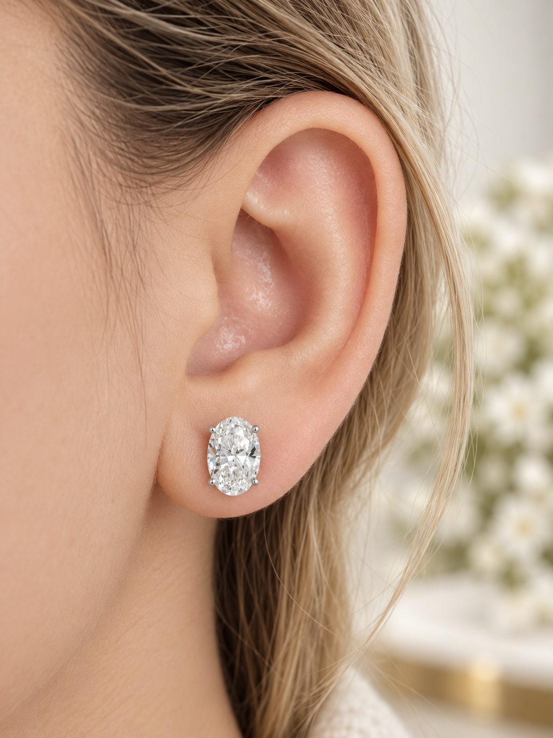 IGI Certified 2cttw Oval Lab Diamond Stud Earring