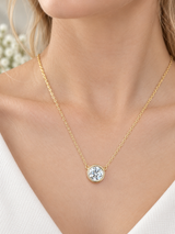 0.35cttw Yellow Gold Round Lab Diamond Bezel Set Necklace