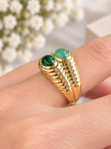 Tsvorite & Jade Yellow Gold Natural Colorstones Ring