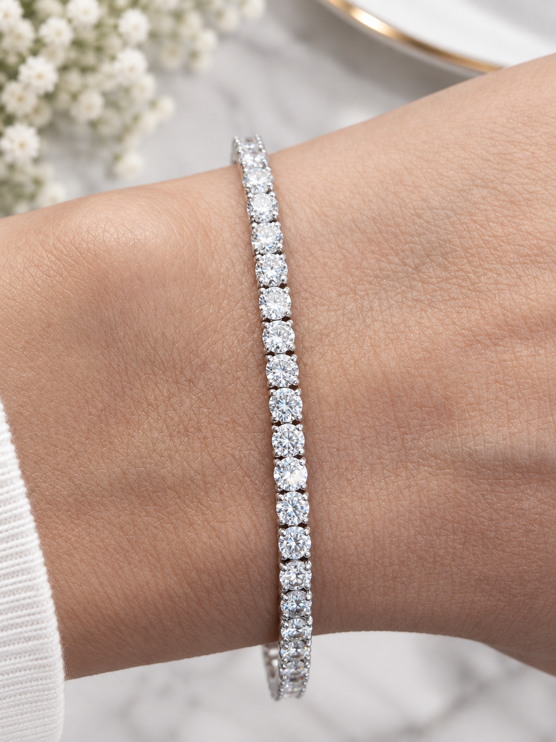 4.76cttw White Gold Lab Diamond 7" Tennis Bracelet