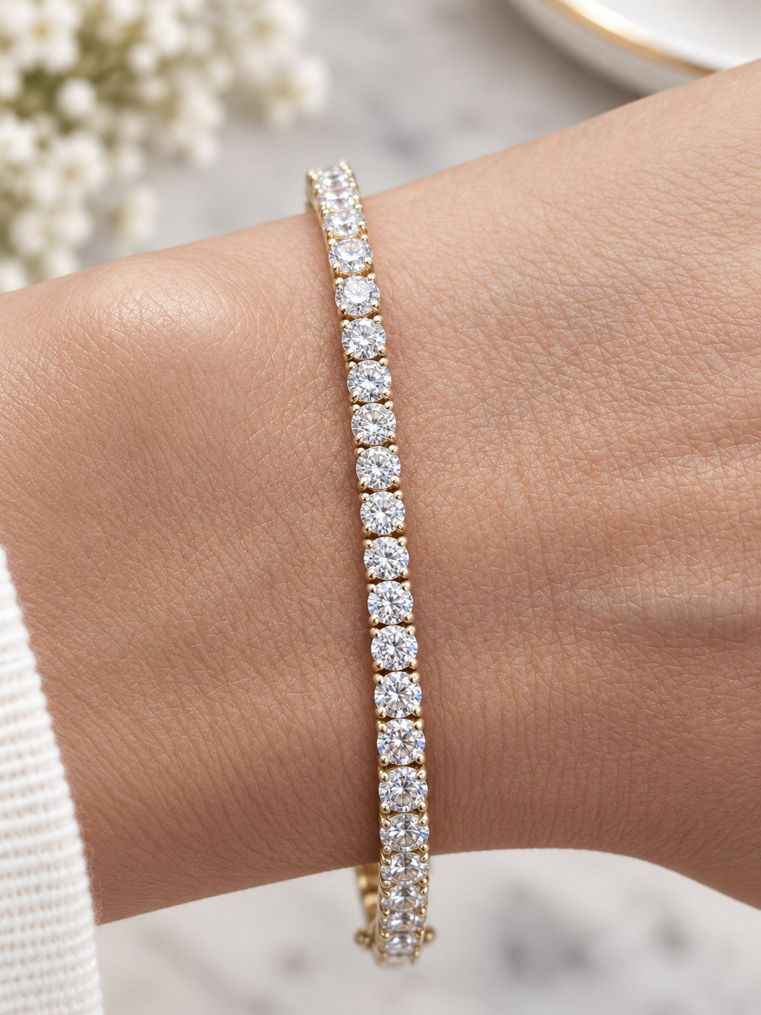 4.27cttw Yellow Gold Lab Diamond 7" Tennis Bracelet