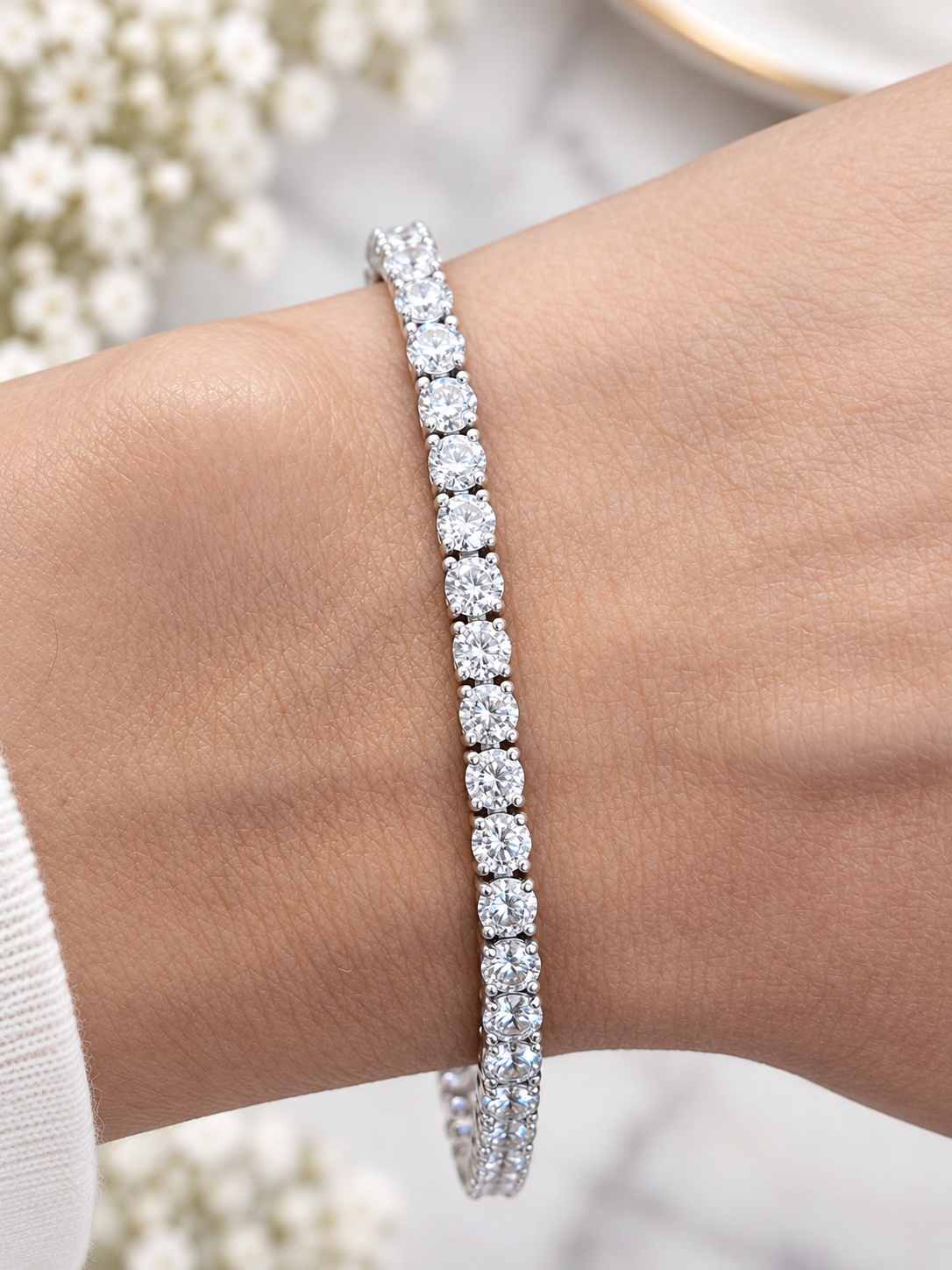 5.75cttw White Gold Lab Diamond 7" Tennis Bracelet