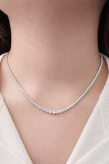 7.25ct Yellow Gold Lab Diamond 16.5" Graduated Tennis Necklace