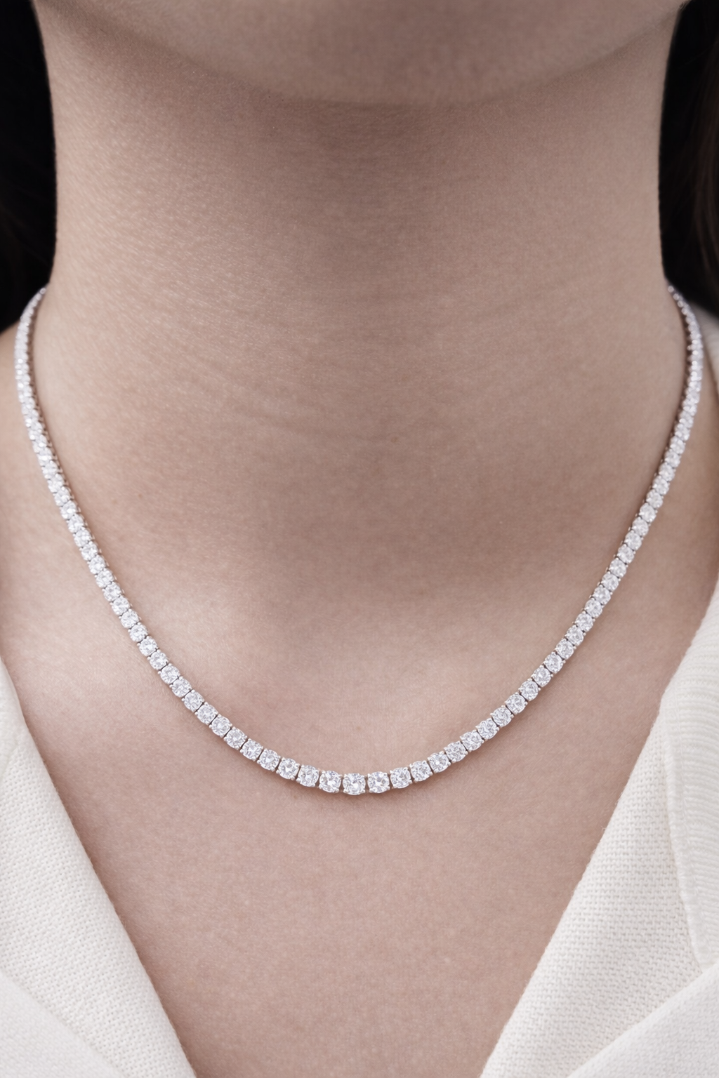 12.01ct White Gold Lab Diamond 16.5" Tennis Necklace