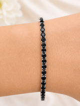 9.17cttw Natural Black Spinel Sterling Silver Bracelet