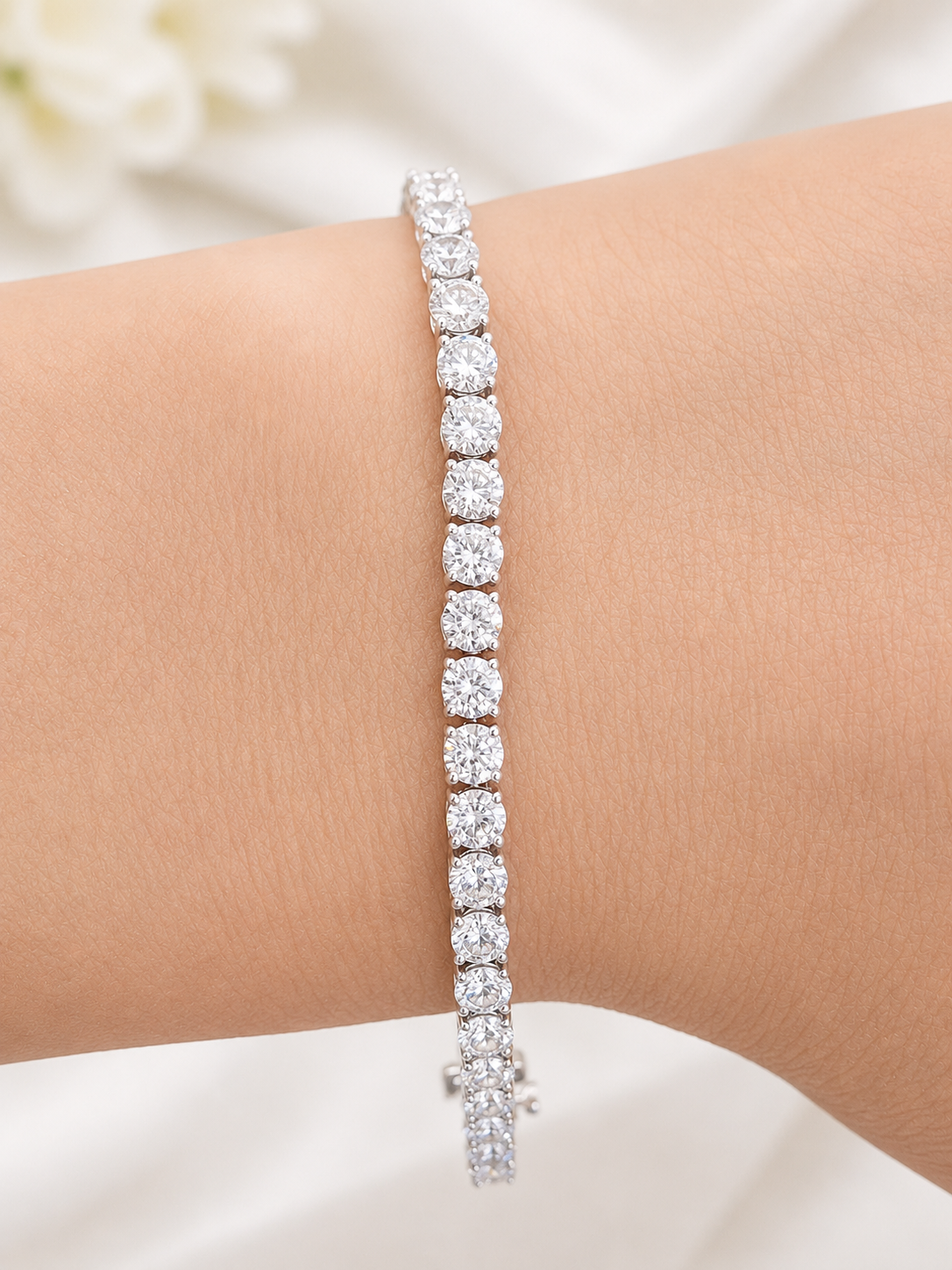 7.35cttw White Gold Lab Diamond 7" Bracelet