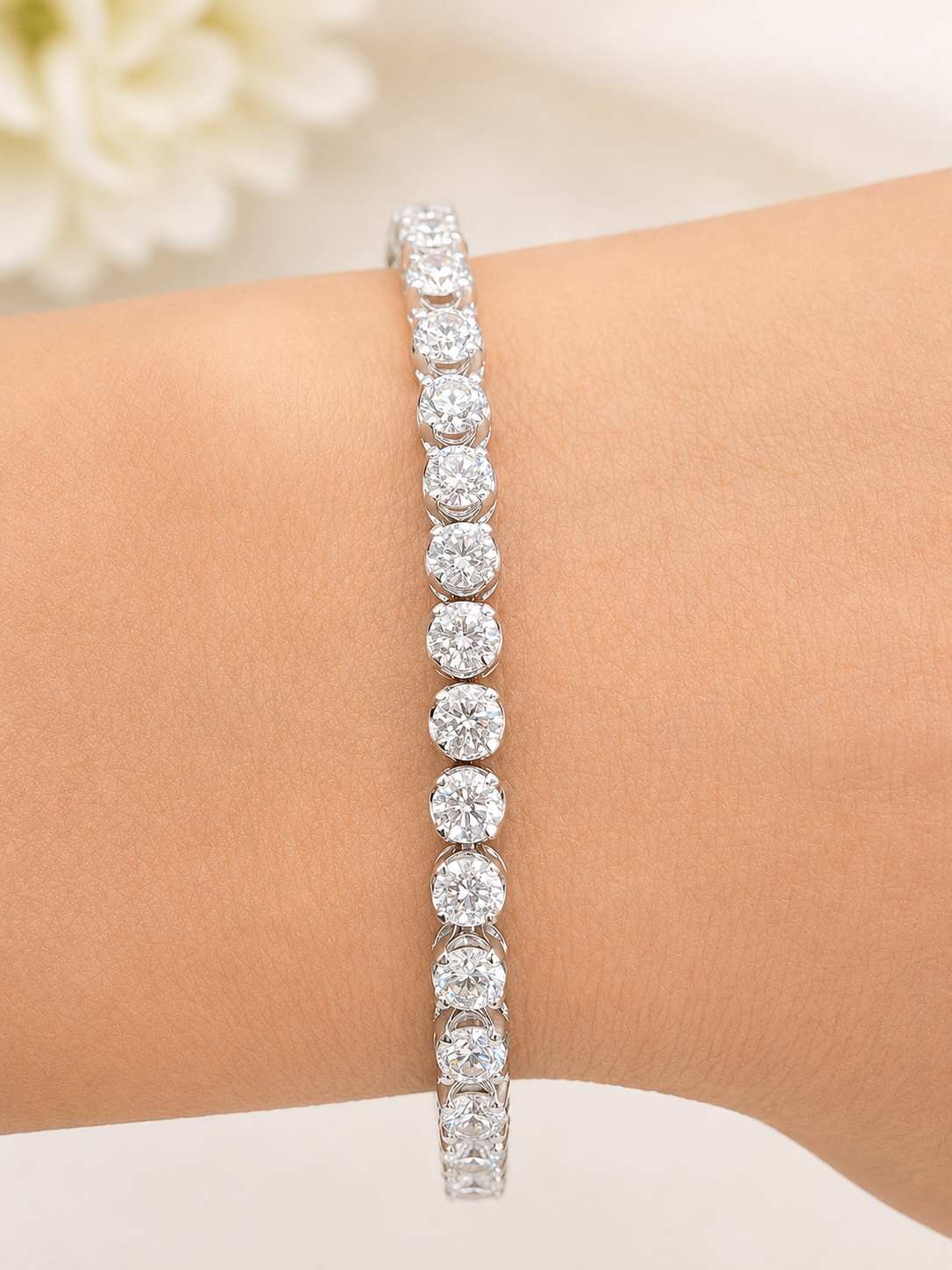 6.18cttw White Gold Lab Diamond 7" Bracelet