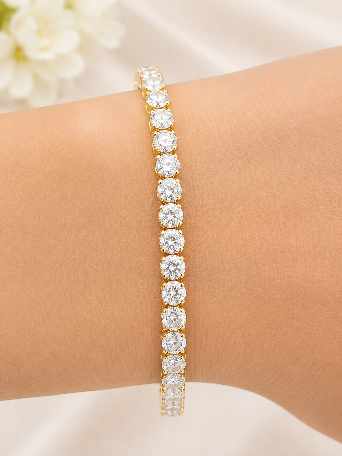 6.21cttw Yellow Gold Lab Diamond 7" Bracelet