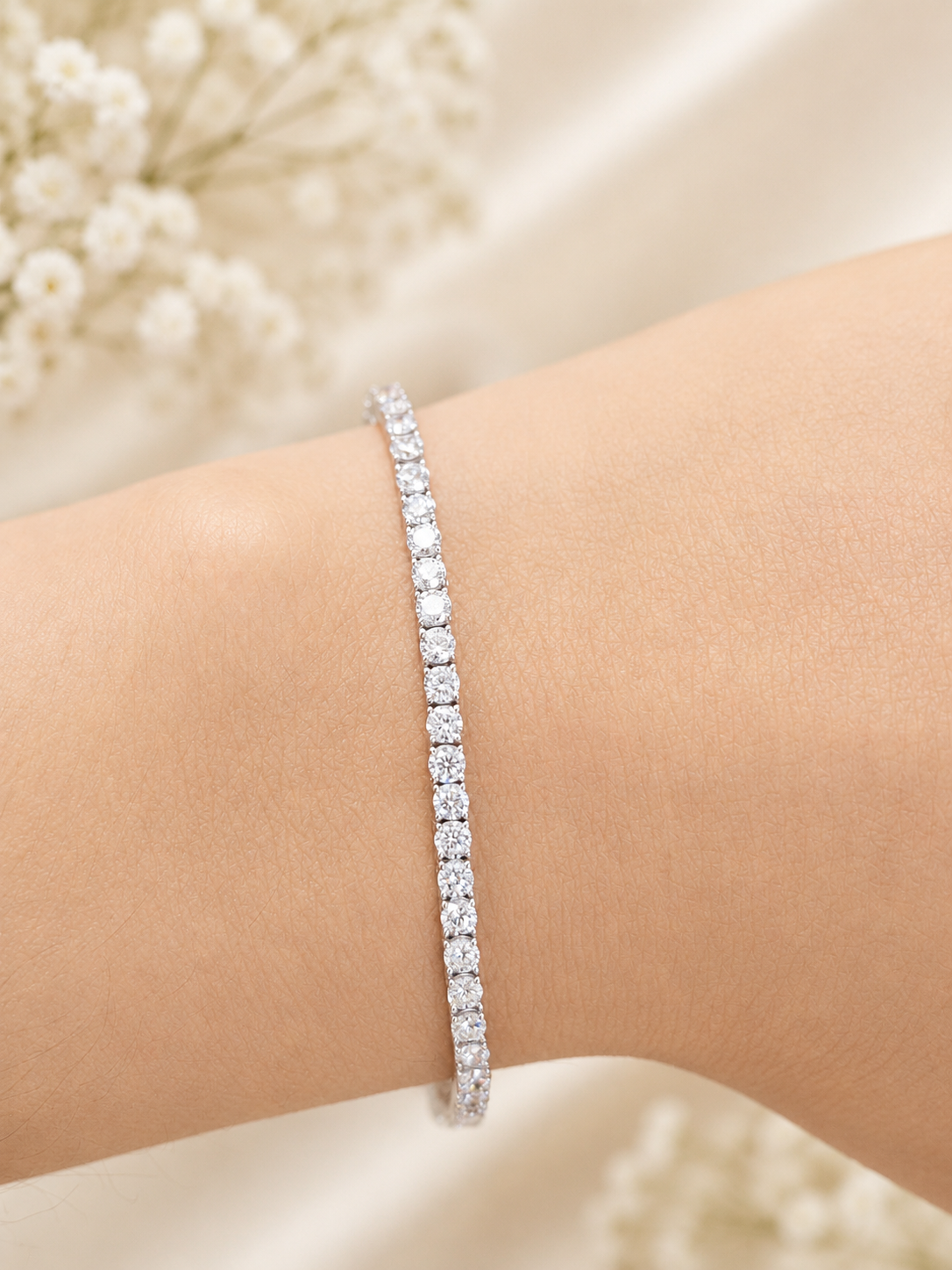 18K White Gold 3.25cttw Lab Diamond 7" Tennis Bracelet
