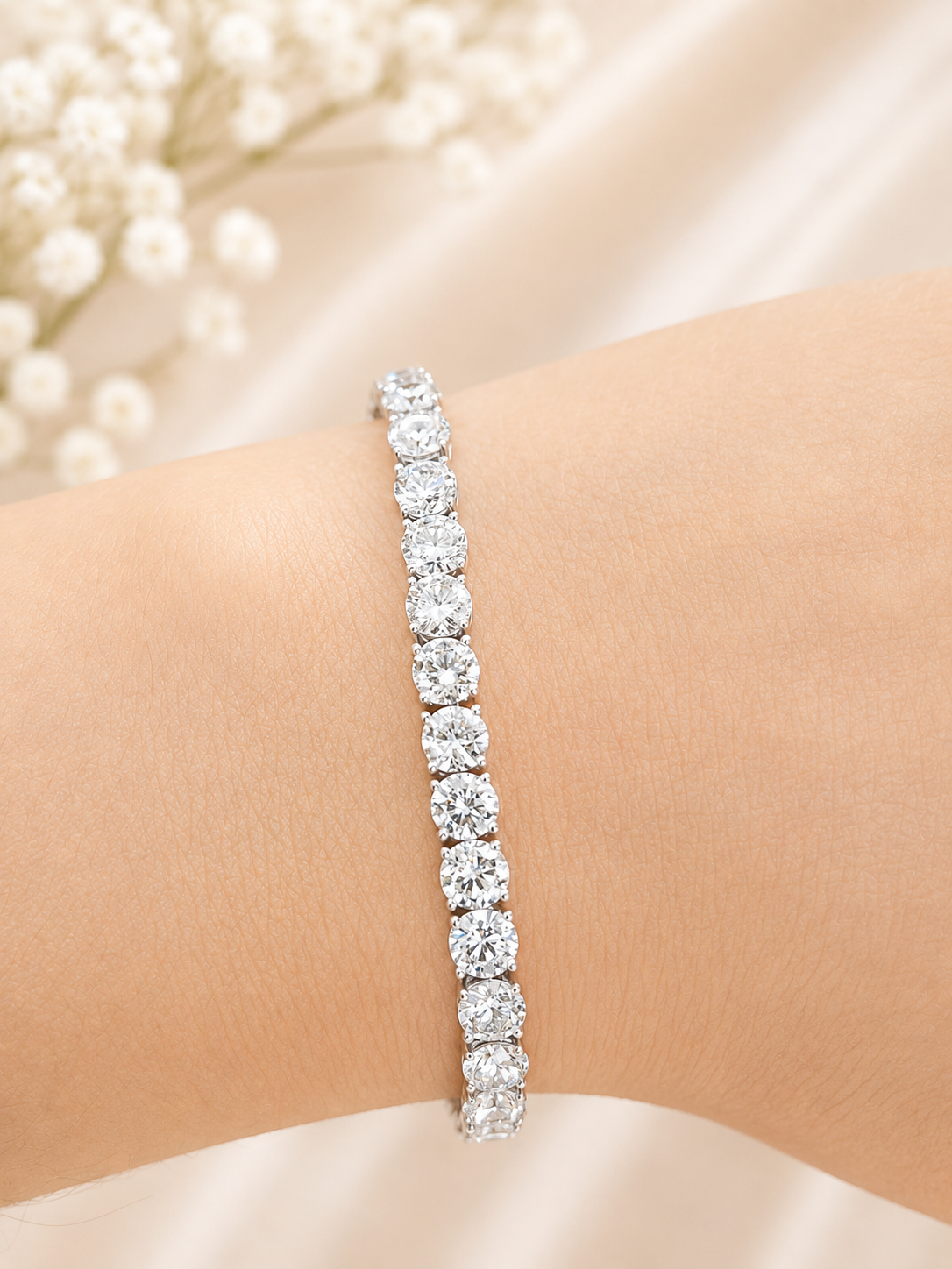 18K White Gold 11.57cttw Lab Diamond 7" Tennis Bracelet