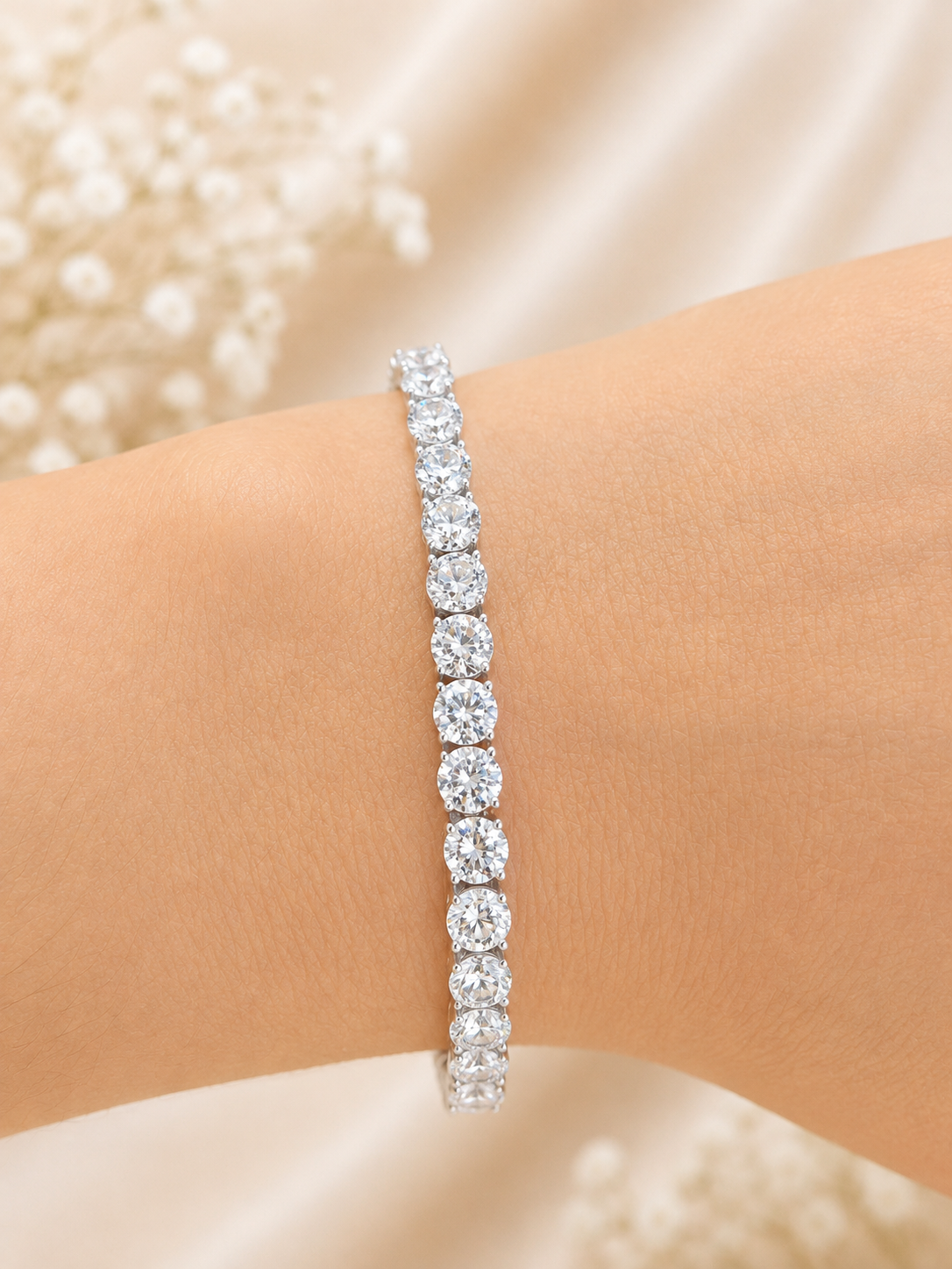 18K White Gold 11.61cttw Lab Diamond 7" Tennis Bracelet