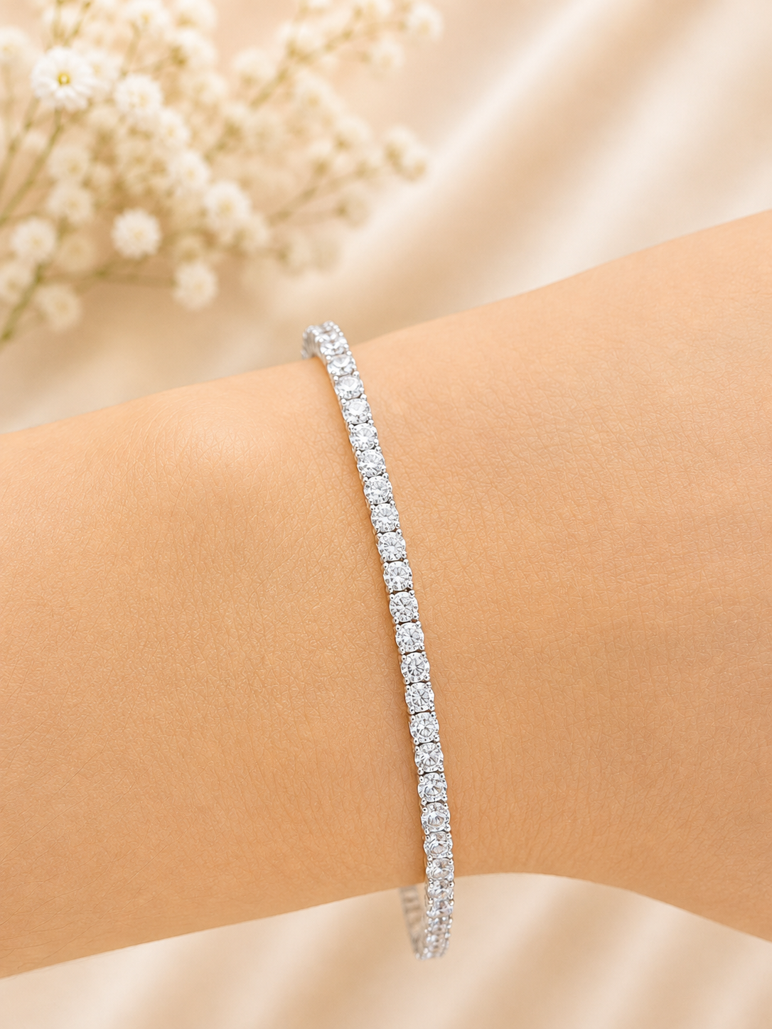 18K White Gold 3.17cttw Lab Diamond 7" Tennis Bracelet