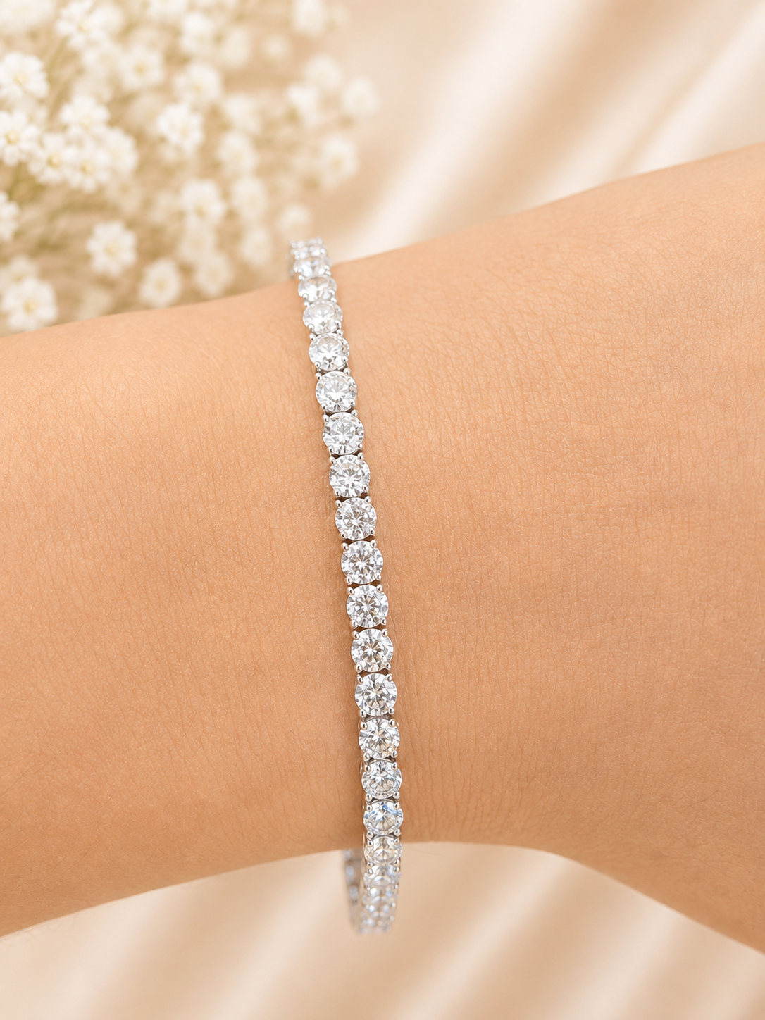 18K White Gold 6.88cttw Lab Diamond 7" Tennis Bracelet