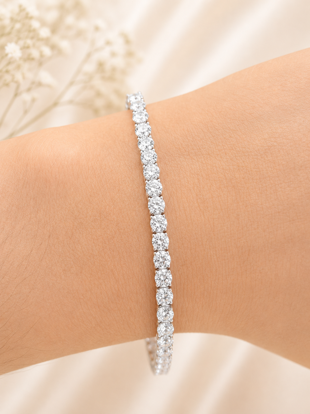 18K White Gold 6.64cttw Lab Diamond 7" Tennis Bracelet