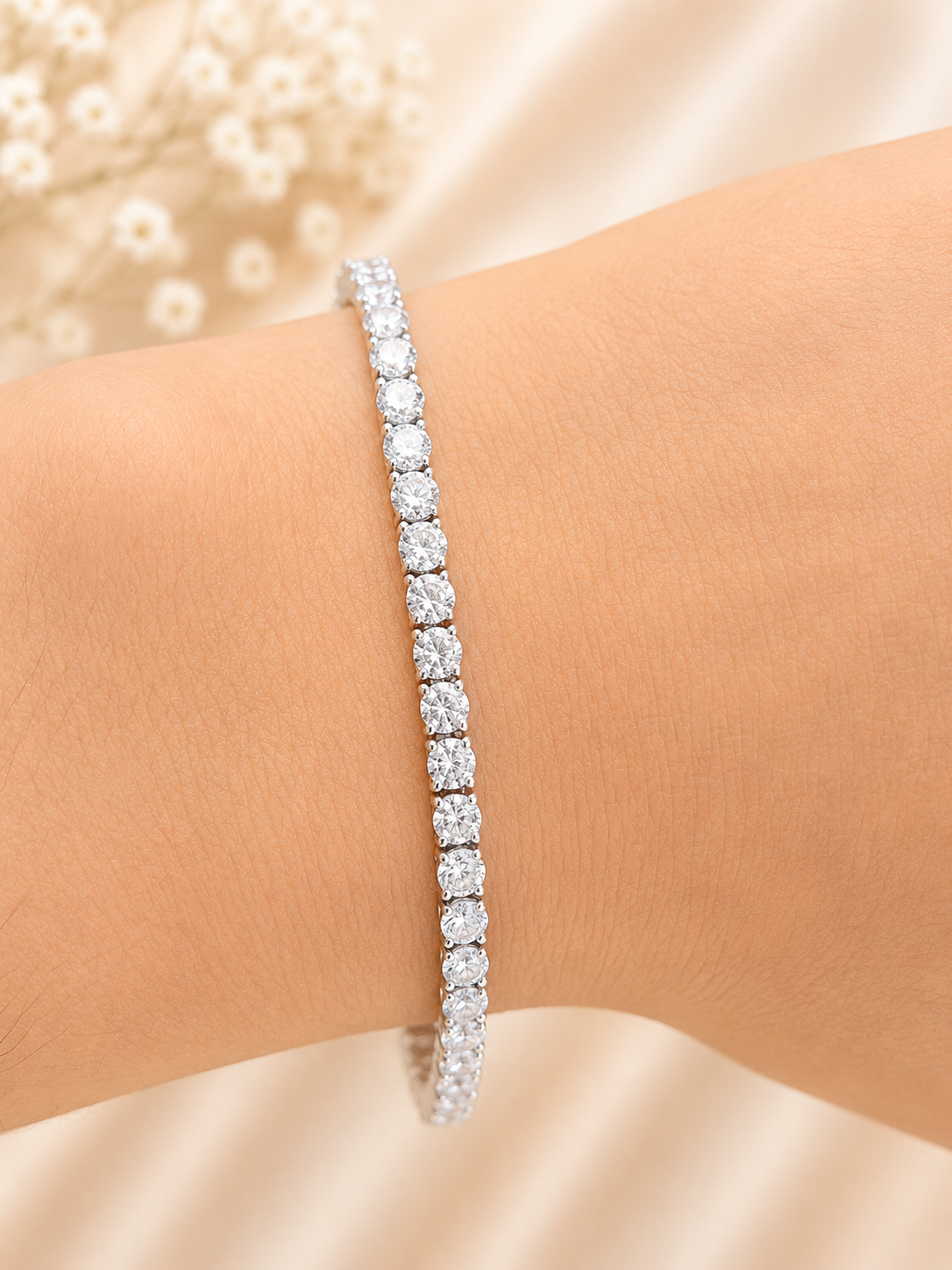 18K White Gold 4.79cttw Lab Diamond 7" Tennis Bracelet