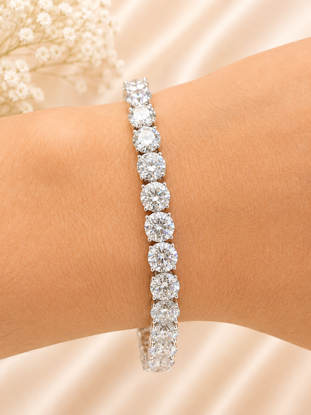 18K White Gold 18.26cttw Lab Diamond 7" Tennis Bracelet