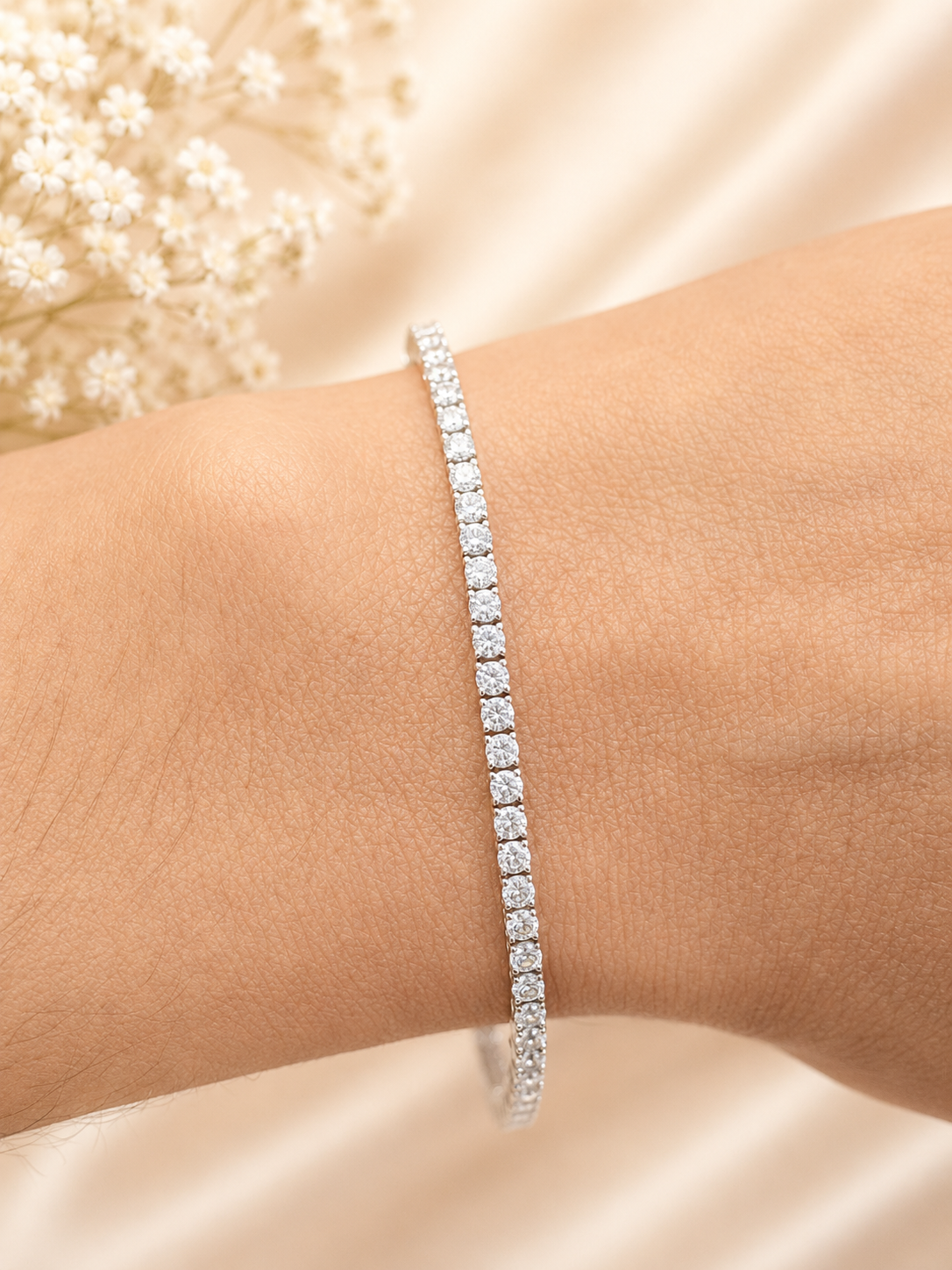 18K White Gold 2.86cttw Lab Diamond 7" Tennis Bracelet