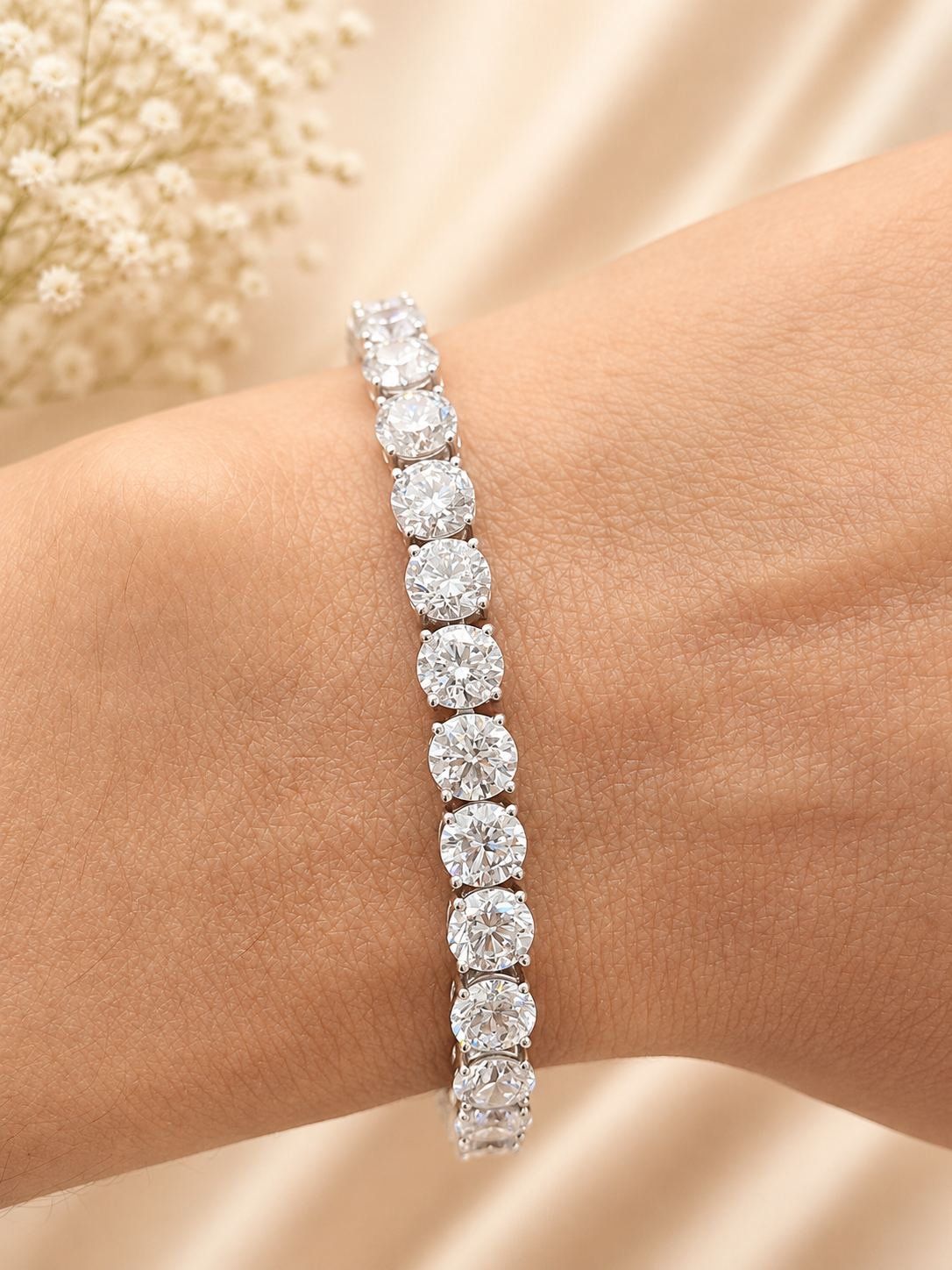 18K White Gold 16.14cttw Lab Diamond 7" Tennis Bracelet
