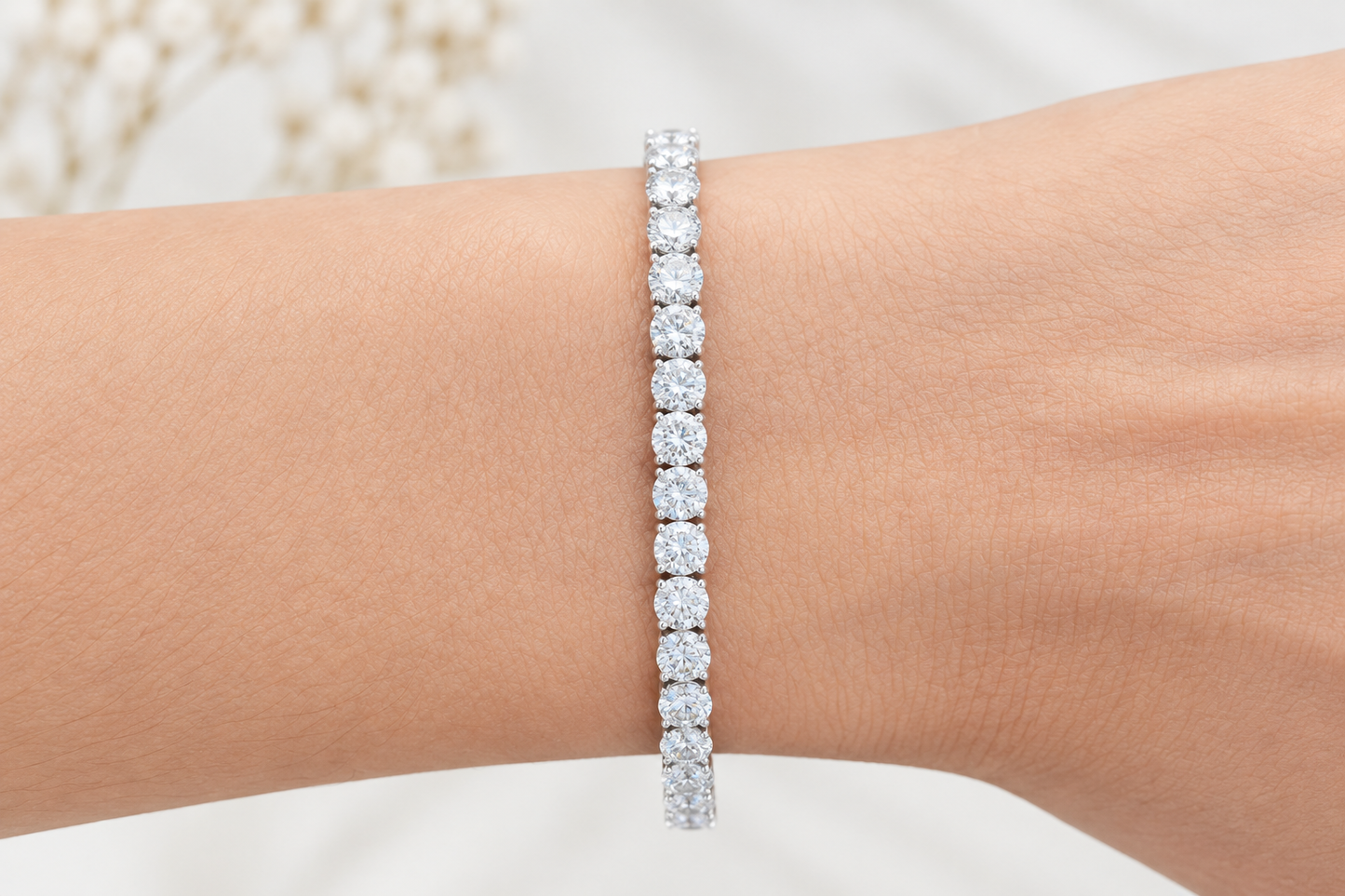 18K White Gold 8.95cttw Lab Diamond 7" Tennis Bracelet