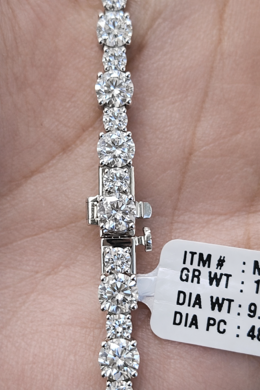 9.14ct White Gold 6.75" Lab Diamond Tennis Bracelet