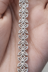 11.90ct Flower White Gold 7" Lab Diamond Bracelet